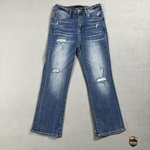 Risen Jeans Womens 27 Vintage Washed Ankle Straight High Rise Stretch Denim